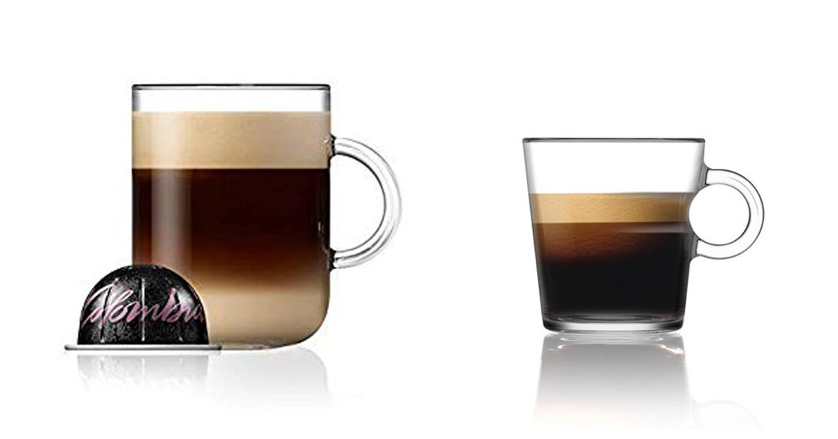 Слева чашка кофе из VertuoLine, справа - из OriginalLine